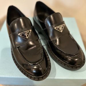 Prada - Chocolate brushed leather loafers